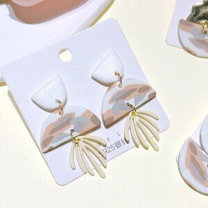 Boho Style Lightweight Neutral Geometric Soft Clay Statement Drop Earrings